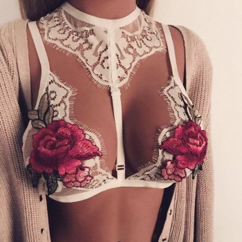Floral Bra with Lace Collar (2 Colors)
