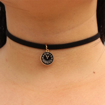 Leather necklace with pendulum